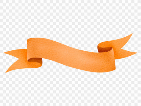 Curved orange autumn ribbon in watercolor style. Vector.のイラスト素材