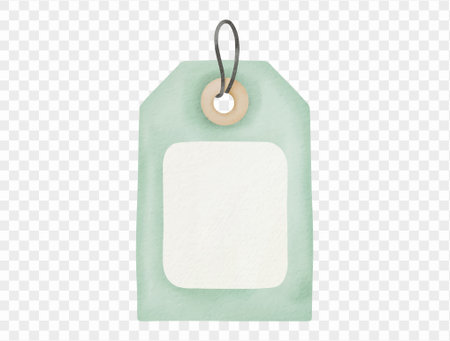 Green watercolor name tag label isolated on white background. Vector.のイラスト素材