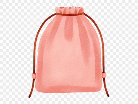 Watercolor illustration of pink drawstring school bag. Vector.のイラスト素材