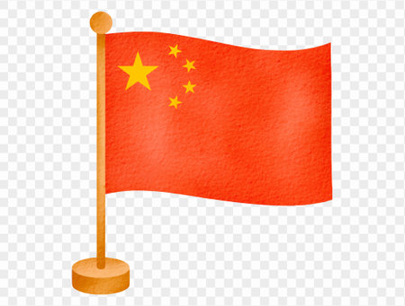 Watercolor China flag isolated for education and school projects vector.のイラスト素材