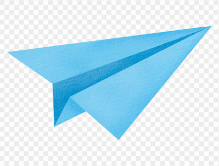 Blue paper plane watercolor illustration for school creativity design vector.のイラスト素材