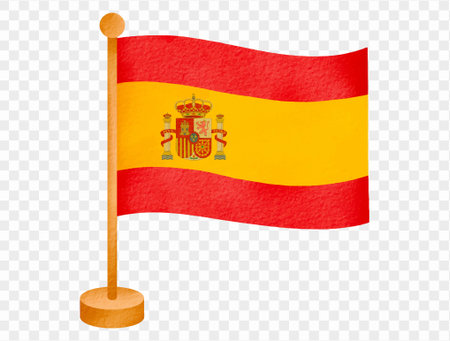 Watercolor Spain desk flag for language, culture, and school geography education vector.のイラスト素材