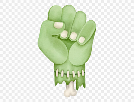 Watercolor zombie hand fist spooky halloween scary gesture creepy illustration vector.のイラスト素材