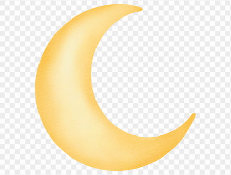 Crescent moon watercolor element for dreamy Halloween night vector.のイラスト素材