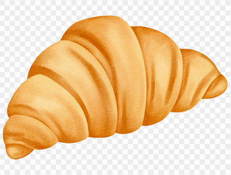 Watercolor croissant illustration for Thanksgiving breakfast and holiday meal. Vector.のイラスト素材