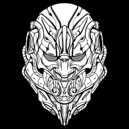 Oni illustration robot digital drawing samurai syberのイラスト素材