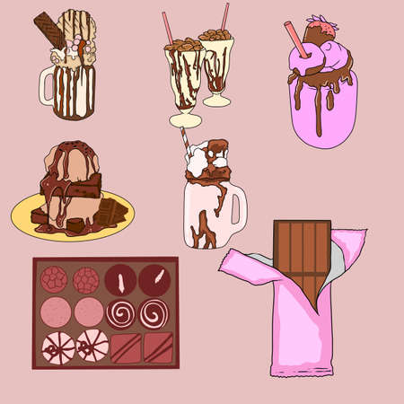 Chocolate milk shake cartoon illustration vector