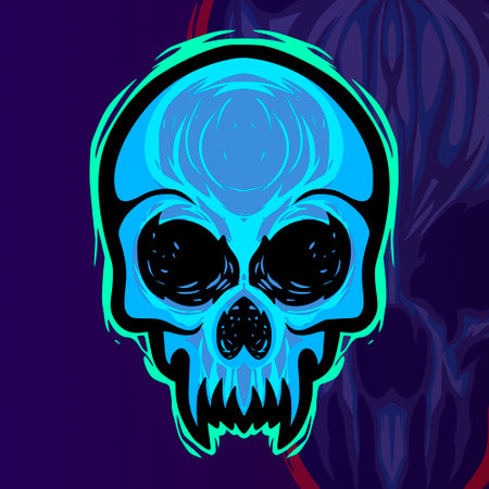 Skull head art illustration mascot logoのイラスト素材