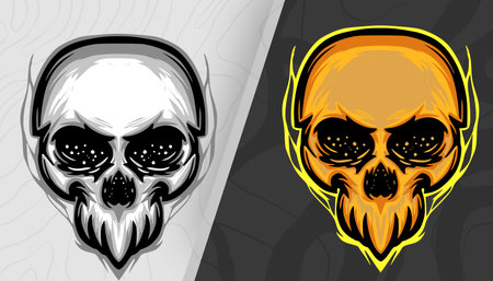 Skull head art mascot logo illustrationのイラスト素材
