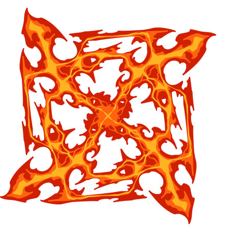 Flaming fire font. Vector illustration isolated on white background.のイラスト素材