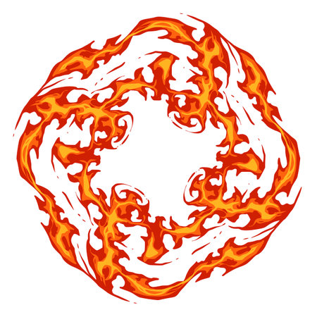 Fire flames isolated on a white background. Vector illustration. Design element.のイラスト素材