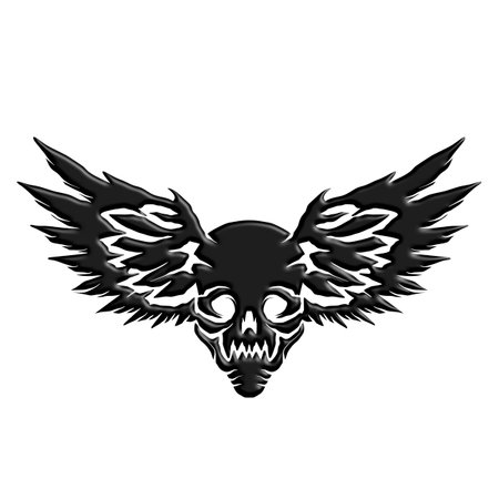 Skull wing illustrationのイラスト素材