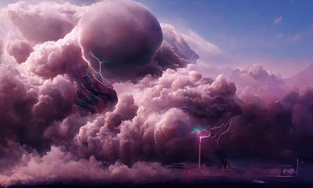 Multi Color Thunder 3D Render Illustrationの写真素材