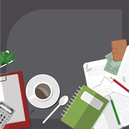 Modern working space at home with coffee and notebook.のイラスト素材