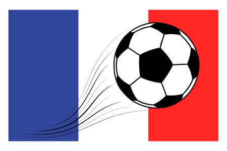 soccer football ball on French flag background. Vector illustration.のイラスト素材