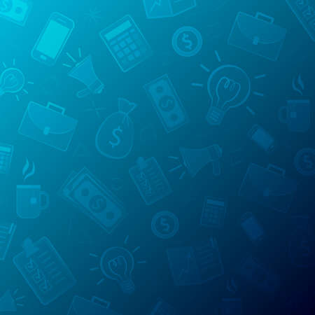 business background made from icons and pictograms on blue. vector illustrationのイラスト素材
