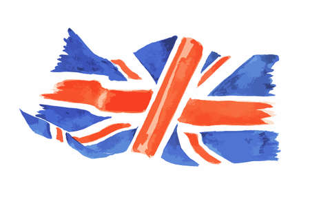 Watercolor flag of England on white background. Great Britain, United Kingdom symbol.のイラスト素材