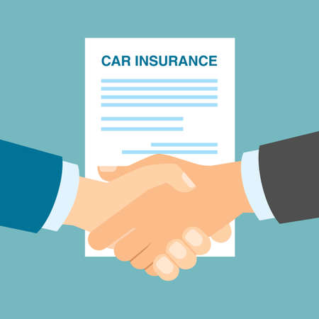 Car insurance handshake. Insurance service, protection and safety guaranteeing.のイラスト素材