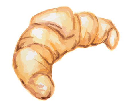 Isolated watercolor croissant. Sweet fresh dessert for breakfast.のイラスト素材