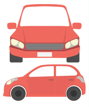 Isolated red car. Simple red isometric car on white background.のイラスト素材
