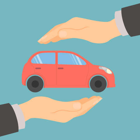 Car insurance concept. Insurance company. Guaranty of preservation, repair and protection.のイラスト素材