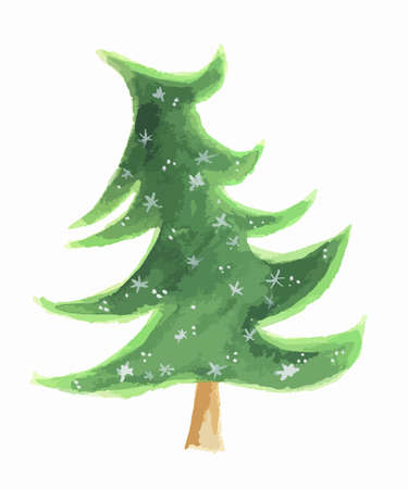 Watercolor christmas tree. Beautiful Christmas tree for greeting cards and decoration.のイラスト素材