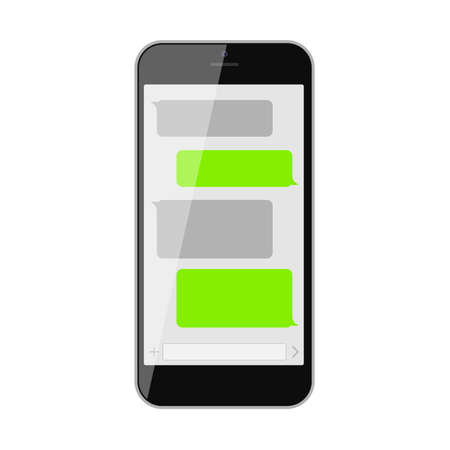 Smartphone text messaging. Template blank text bubbles. Social network conversation.のイラスト素材