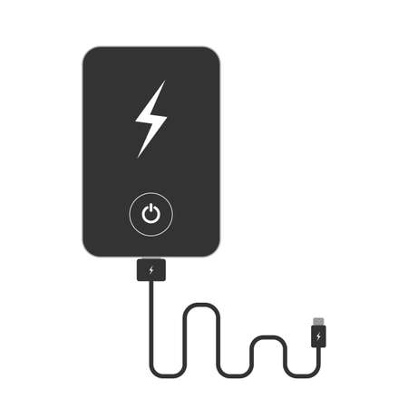 Isolated black powerbank on white background. Portable device for recharge.のイラスト素材
