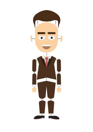 Body parts businessman. Funny cartoon construction of businessman on white background. Body parts are separate from body.のイラスト素材
