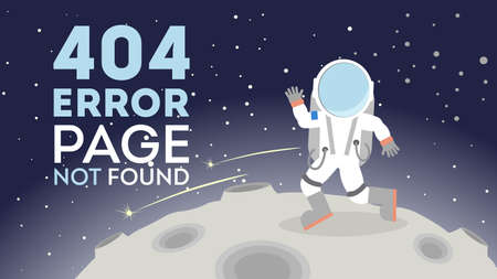 404 error page not found. Astronaut in outer space on the moon. Concept of zer service, lost...