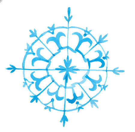 Isolated watercolor snowflake. on white background. Symbol of winter. Beautiful decoration.