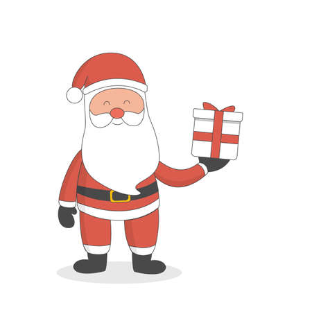 Santa with gift. Isolated cartoon character for Christmas and New year celebration standing on white background.のイラスト素材