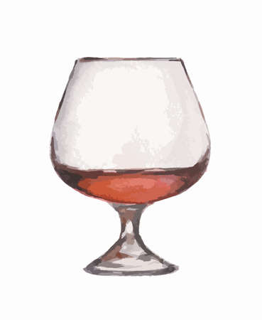 Watercolor cognac glass on white background. Alcohol beverage. Drink for restaurant or pub.のイラスト素材
