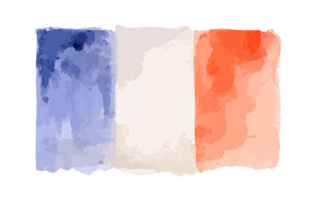 Watercolor flag of France. Isolated country symbol on white background.のイラスト素材