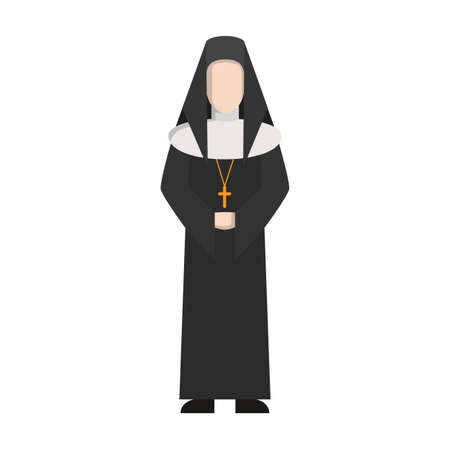 Isolated catholic priest standing on white background. COncept of catholic church.のイラスト素材