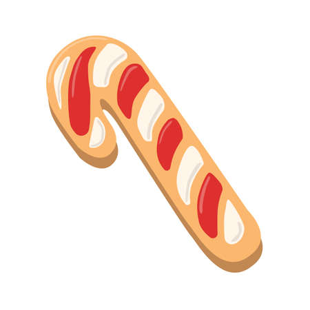 Christmas cookies girl. Isolated ginger cookie with decoration on white background. Sweet and delicious holiday gift.のイラスト素材