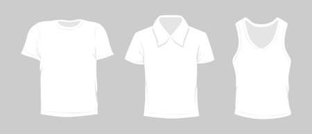 Template t-shirt set. White color. T-shirt, polo and singlet.のイラスト素材