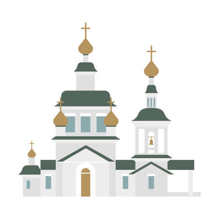 Isolated orthodox church on white background. Christian architecture and culture.のイラスト素材