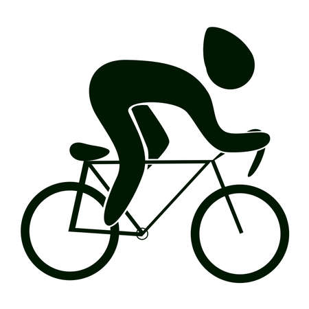 Isolated cycling icon. Road cycling. Black figure of an athlet on white background.のイラスト素材