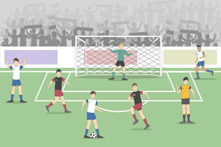 Soccer field with players. Competition. Soccer player on the stadium.のイラスト素材