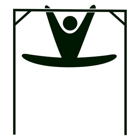 Isolated gymnastics icon. Black figure of an athlet on white background. Person with gymnastic apparatus.のイラスト素材
