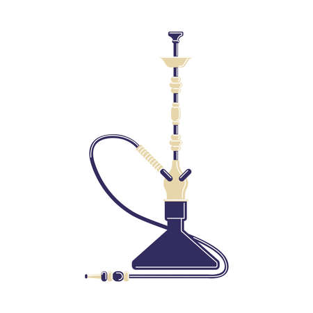 Isolated hookah on white background. Red arabic smoking pipe. Eastern culture.のイラスト素材