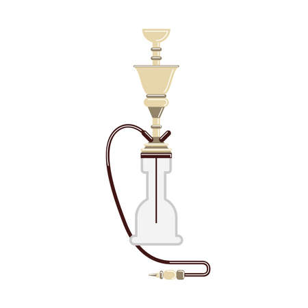 Isolated hookah on white background. Red arabic smoking pipe. Eastern culture. White.
