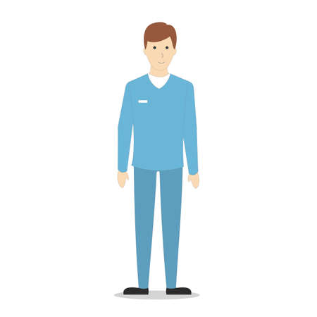 Isolated male nurse on white bacground. Hospital staff.のイラスト素材