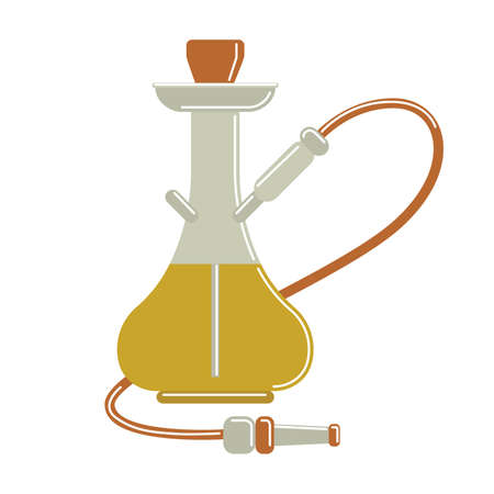 Isolated hookah on white background. Red arabic smoking pipe.