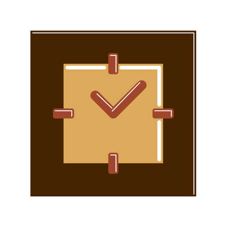 Isolated retro square clock on white background. Old fashioned style.のイラスト素材