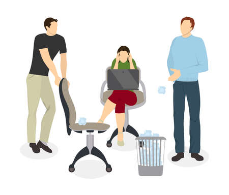 Isolated business meeting. People discussing problems and ideas. Brainstorming. Problem solving.のイラスト素材