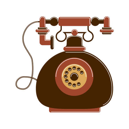Isolated retro phone with wheel and separate receiver. Vintage home decoration.のイラスト素材