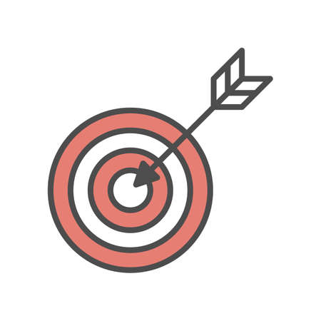 Isolated target icon on white background. Symbol of aim, competition, accuracy and dart.のイラスト素材