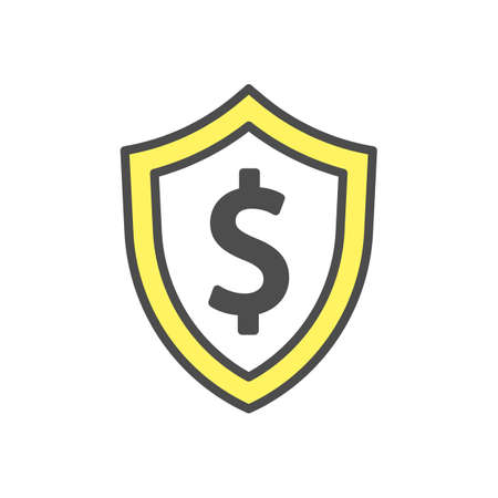 Isolated dollar in shield icon. Concept of banking, investment and savings.のイラスト素材